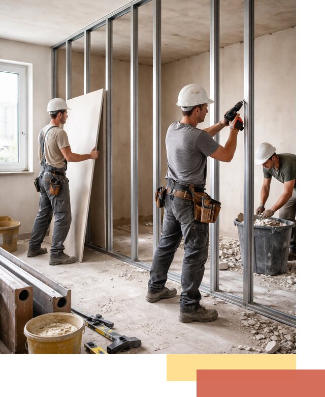 Перенос гипсокартонной перегородки в Лысьве профессионально и быстро