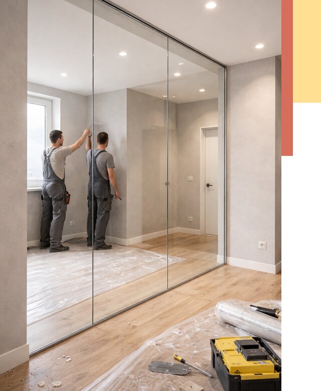 Безрамные стеклянные перегородки в Лысьве — монтаж от 9744 руб. | ОТДЕЛОЧНИК-Лсь