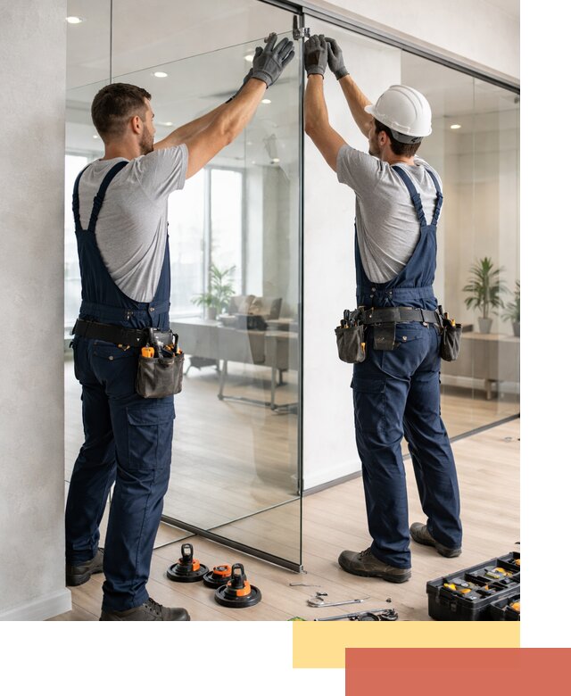 Безрамные стеклянные перегородки под ключ в Лысьве