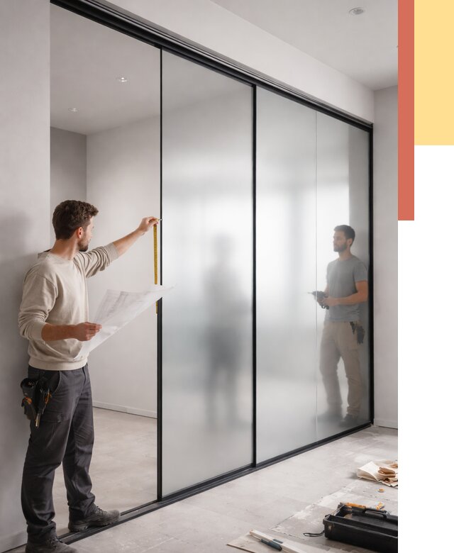 Матовые стеклянные перегородки в Лысьве от 8718 руб. — монтаж и установка | ОТДЕЛОЧНИК-Лсь