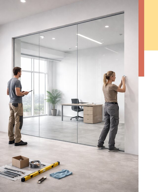 Перегородки из закаленного стекла в Лысьве от 9744 руб. под ключ | ОТДЕЛОЧНИК-Лсь