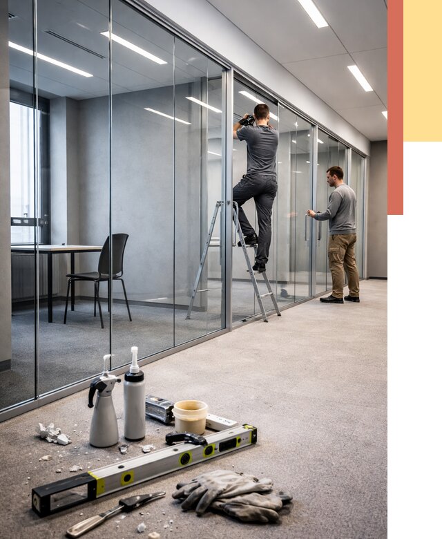 Стеклянные офисные перегородки в Лысьве от 8718 руб. — монтаж и установка | ОТДЕЛОЧНИК-Лсь