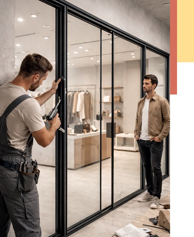 Стеклянные перегородки для магазинов в Лысьве от 8411 руб. под ключ | ОТДЕЛОЧНИК-Лсь