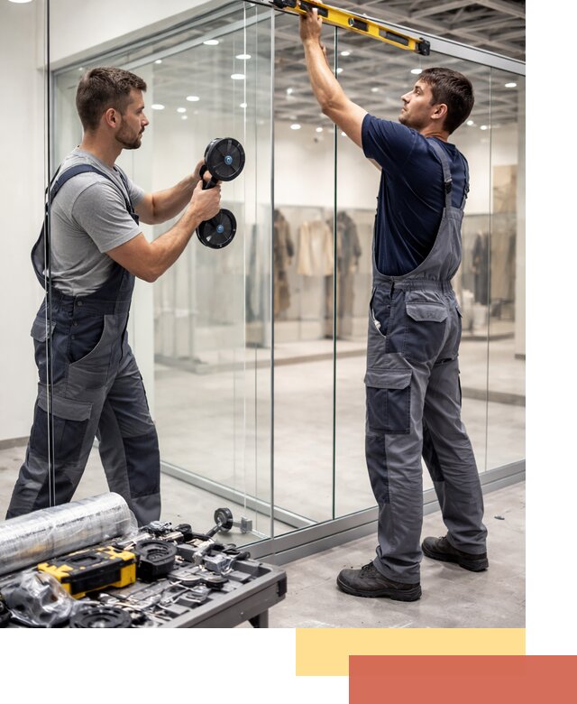 Стеклянные перегородки для магазинов в Лысьве — монтаж и установка