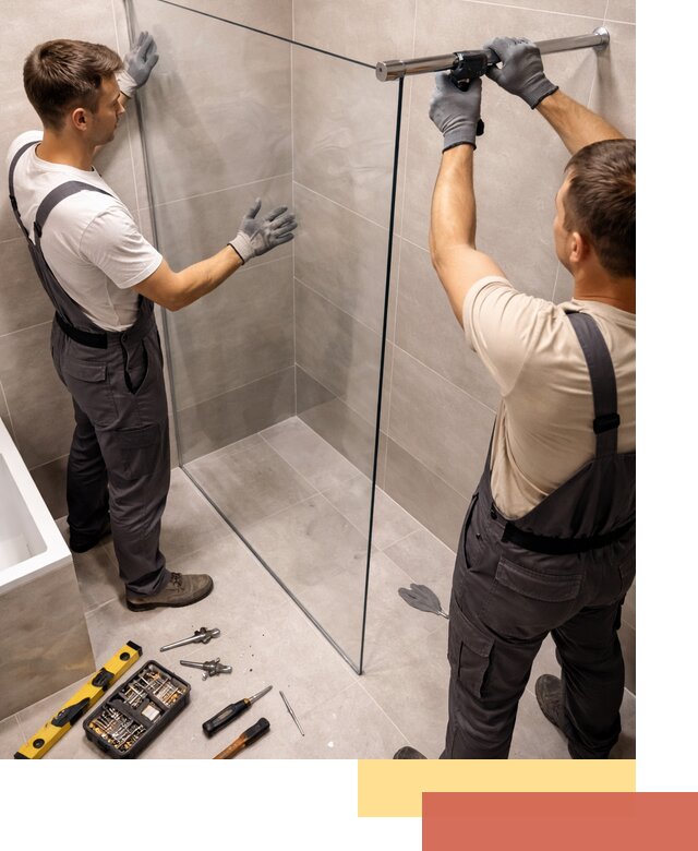 Стеклянные перегородки для душа в Лысьве — изготовление и монтаж