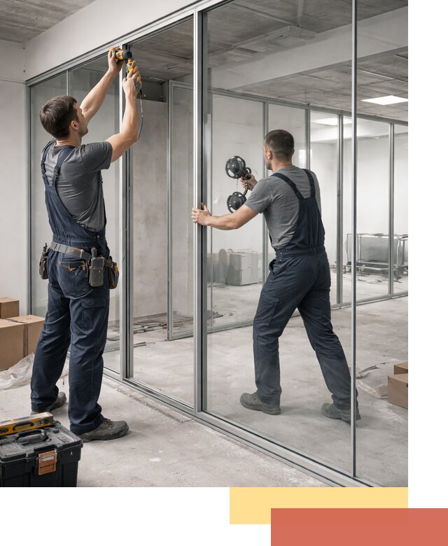 Алюминиевые перегородки со стеклом в Лысьве — изготовление и монтаж