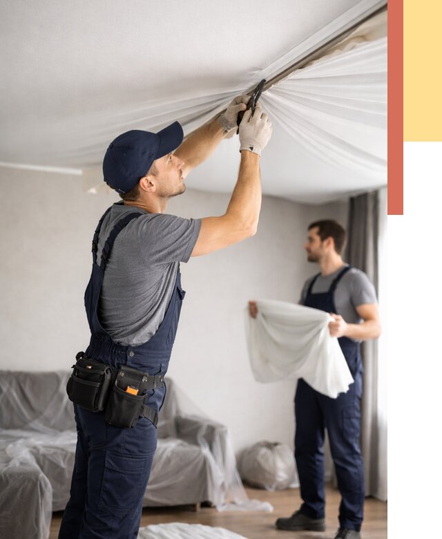 Демонтаж натяжного потолка в Лысьве от 4616 руб. — снятие и разбор под ключ | ОТДЕЛОЧНИК-Лсь