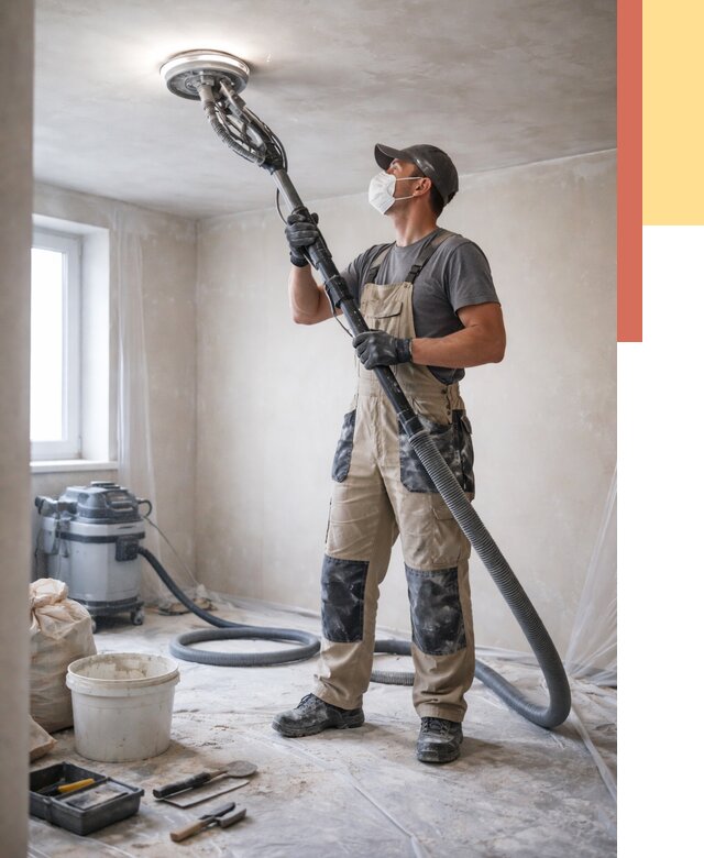 Шлифовка потолка в Лысьве от 3590 руб. — услуги шлифования потолка | ОТДЕЛОЧНИК-Лсь