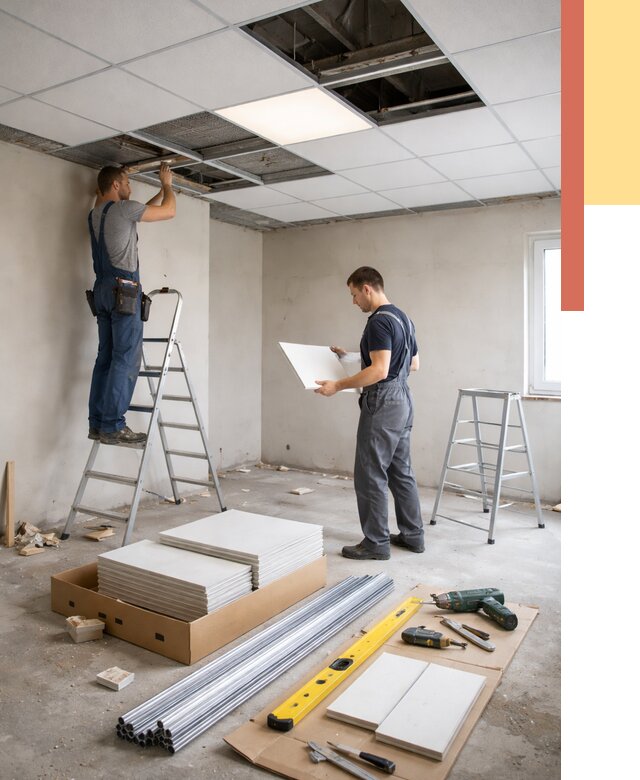 Монтаж потолка армстронг в Лысьве от 4616 руб/м2 — быстрая установка под ключ | ОТДЕЛОЧНИК-Лсь