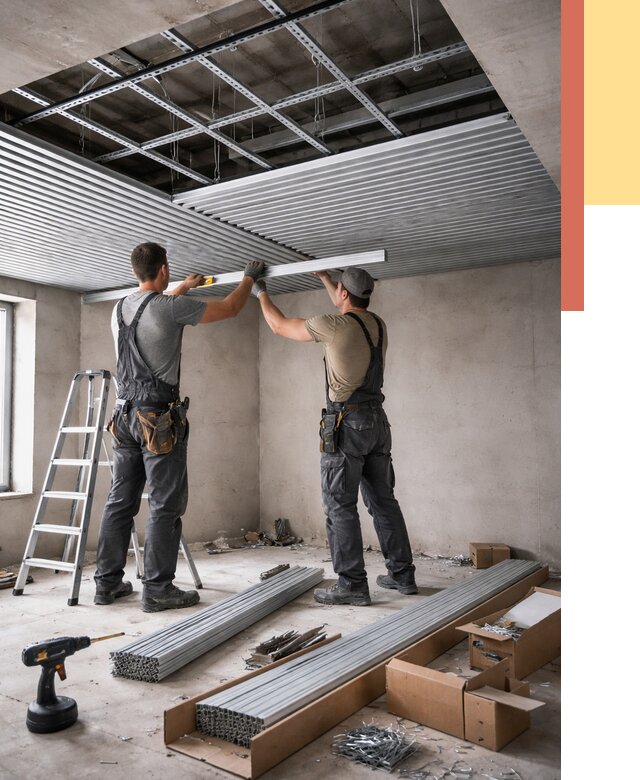 Монтаж реечного потолка в Лысьве от 4616 руб. под ключ | ОТДЕЛОЧНИК-Лсь