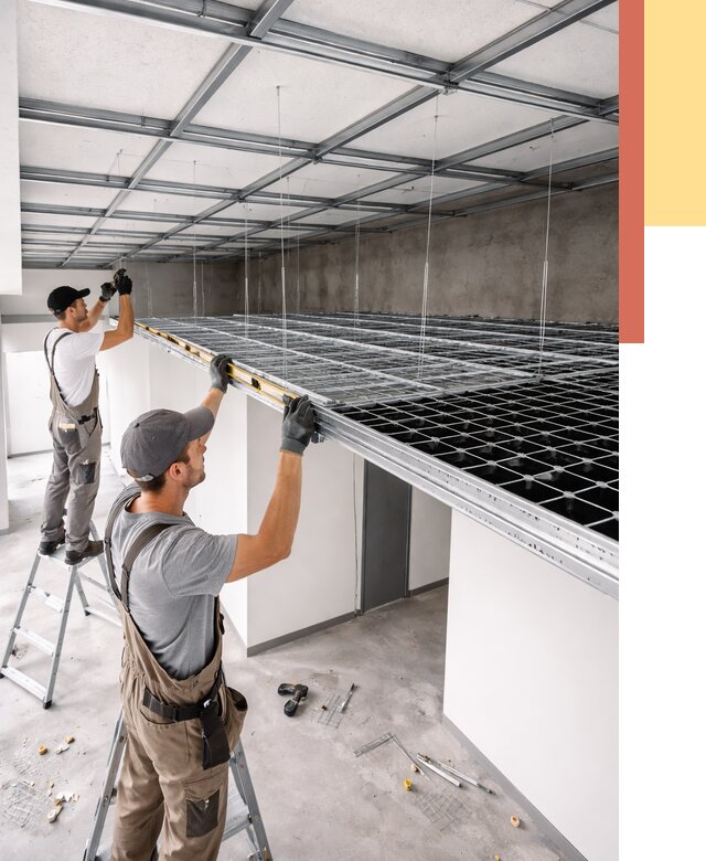 Монтаж потолка грильято в Лысьве от 462 руб./м² — быстрая сборка под ключ | ОТДЕЛОЧНИК-Лсь