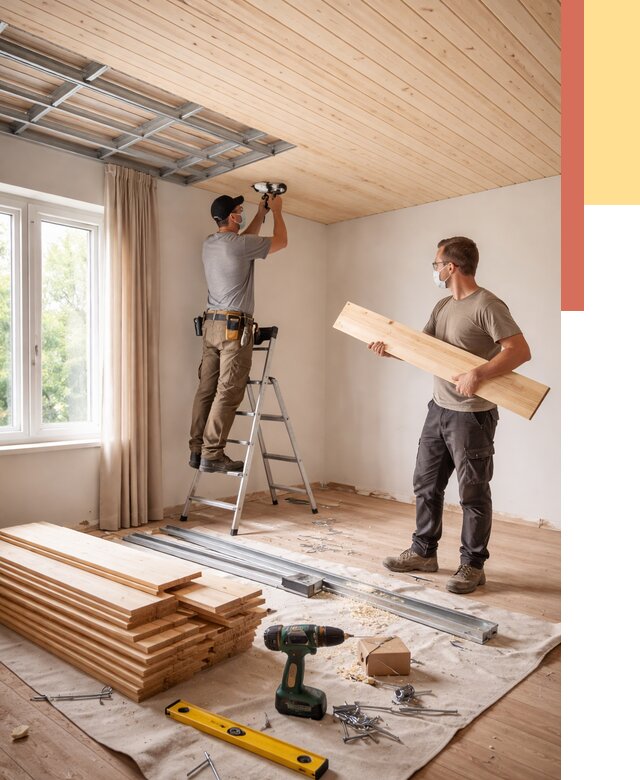 Монтаж потолка из вагонки в Лысьве от 6667 руб. | Быстро и недорого — ОТДЕЛОЧНИК-Лсь