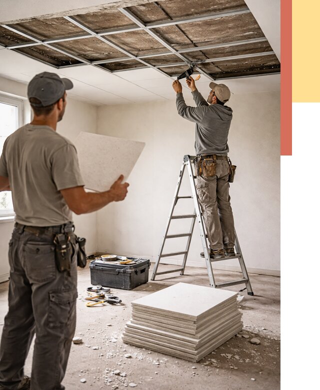 Замена плит подвесного потолка в Лысьве от 1795 руб. быстро и недорого | ОТДЕЛОЧНИК-Лсь