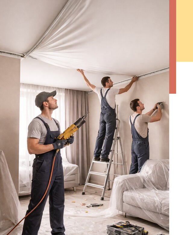 Установка натяжного потолка в Лысьве от 4616 руб. | Быстро и недорого — ОТДЕЛОЧНИК-Лсь