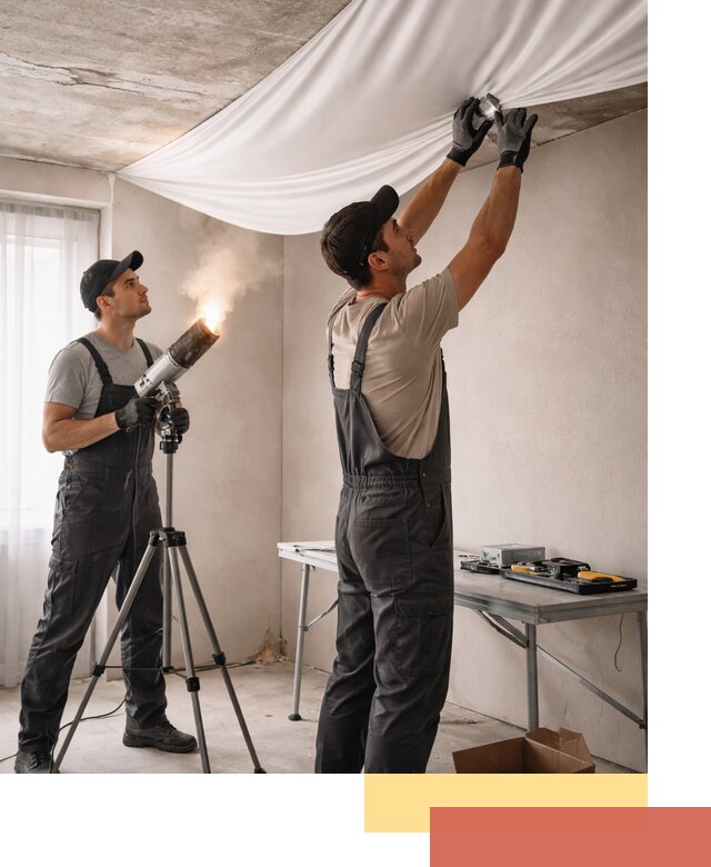 Установка натяжного потолка под ключ в Лысьве