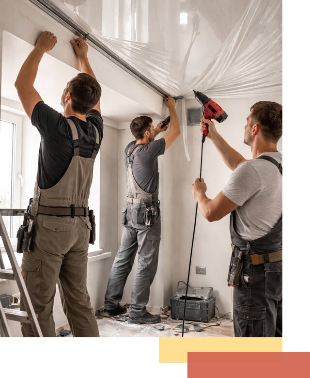 Монтаж глянцевого натяжного потолка в Лысьве быстро и качественно