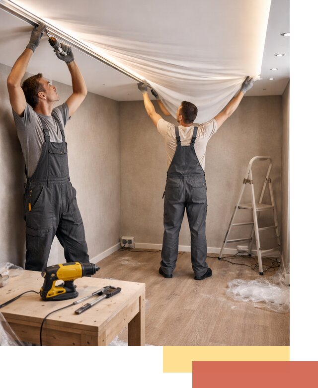 Монтаж натяжного потолка с подсветкой в Лысьве цена и сроки