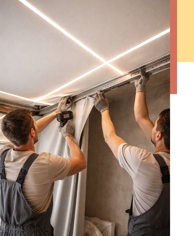 Монтаж натяжного потолка со световыми линиями в Лысьве от 1231 руб. | ОТДЕЛОЧНИК-Лсь