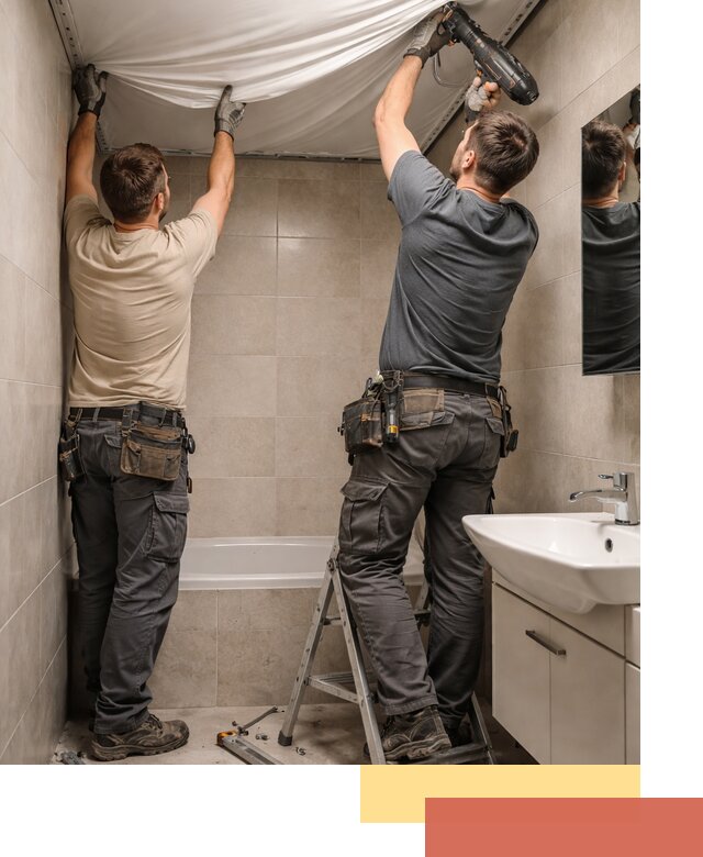 Монтаж натяжного потолка в ванной в Лысьве быстро и качественно