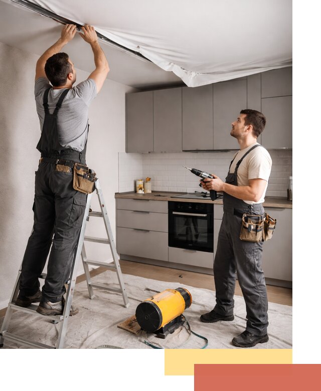 Монтаж натяжного потолка на кухне в Лысьве