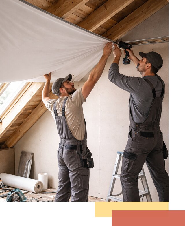 Монтаж натяжного потолка в мансарде в Лысьве