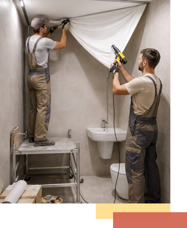 Монтаж натяжного потолка в санузле в Лысьве