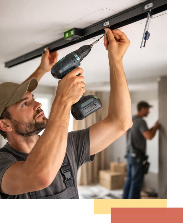 Установка трековых светильников в натяжной потолок в Лысьве