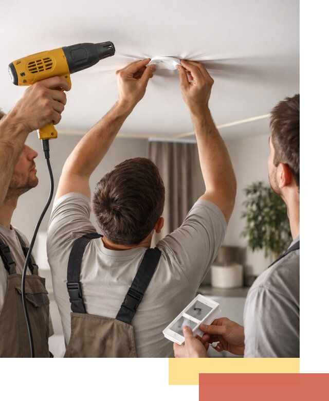 Ремонт прокола полотна натяжного потолка в Лысьве