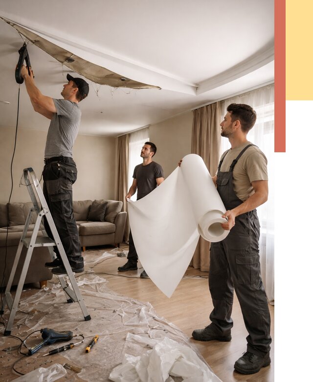 Замена полотна натяжного потолка в Лысьве от 9744 руб. быстро и недорого | ОТДЕЛОЧНИК-Лсь