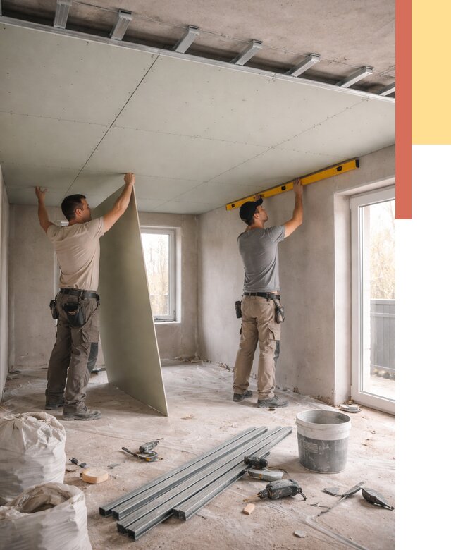 Одноуровневый потолок из гипсокартона в Лысьве от 769 руб. — монтаж под ключ | ОТДЕЛОЧНИК-Лсь