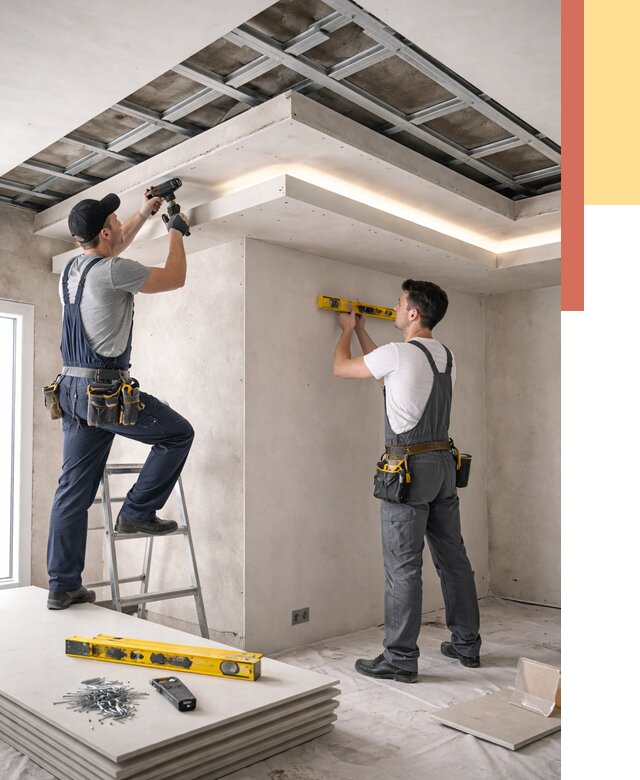 Двухуровневый потолок из гипсокартона в Лысьве от 1487 руб. под ключ | ОТДЕЛОЧНИК-Лсь