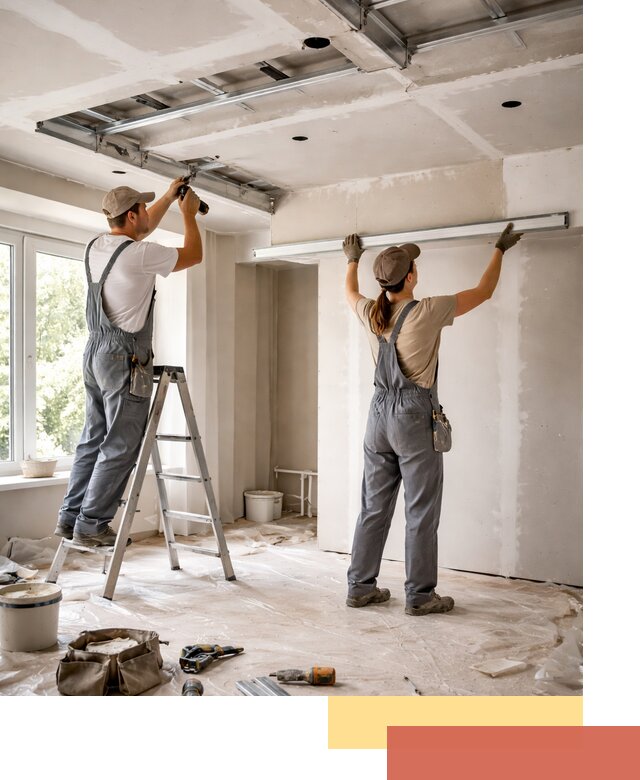 Монтаж многоуровневого потолка из гипсокартона в Лысьве