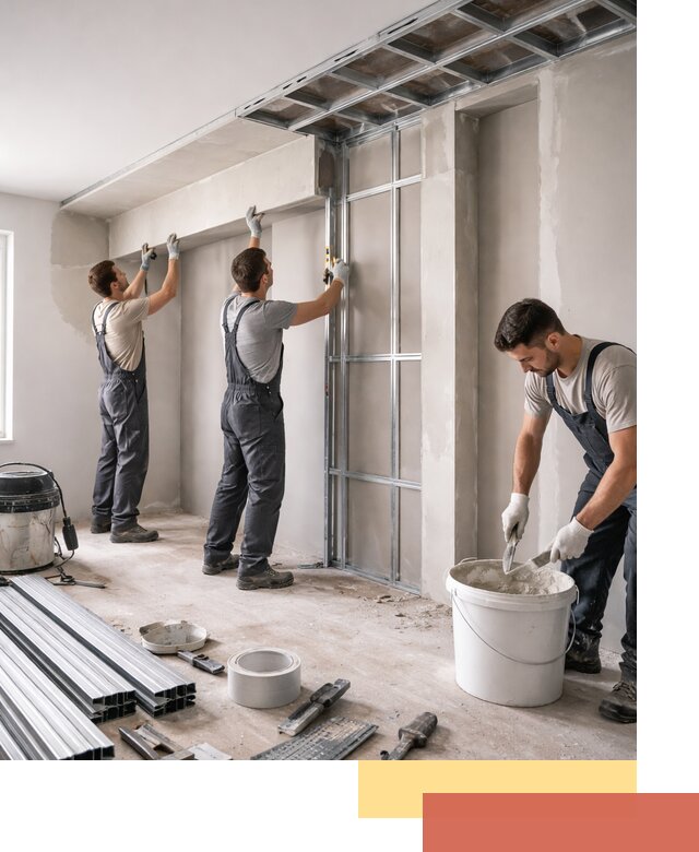 Монтаж потолка из гипсокартона с нишей в Лысьве