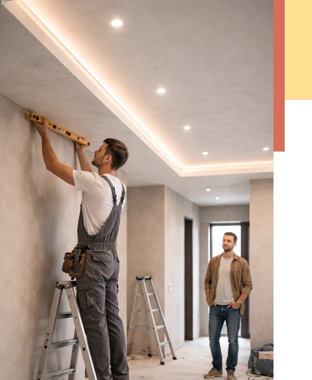 Потолок из гипсокартона с подсветкой в Лысьве от 769 руб./м2 под ключ | ОТДЕЛОЧНИК-Лсь