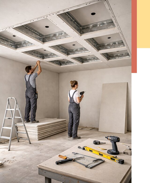 Кессонный потолок из гипсокартона в Лысьве от 1898 руб. — монтаж и под ключ | ОТДЕЛОЧНИК-Лсь