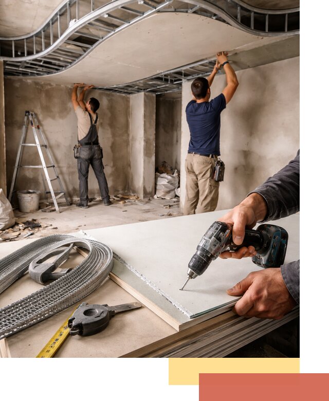 Криволинейный потолок из гипсокартона в Лысьве — монтаж и отделка