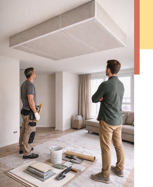 Короб на потолке из гипсокартона в Лысьве от 2257 руб. — монтаж и услуги под ключ | ОТДЕЛОЧНИК-Лсь