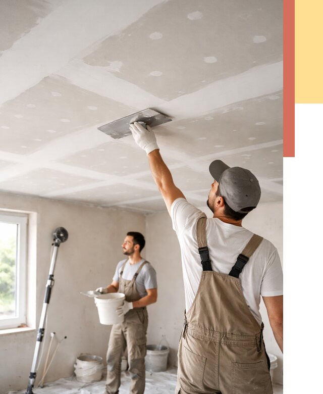 Шпаклевка потолка из гипсокартона в Лысьве от 3282 руб./м2 — услуги под ключ | ОТДЕЛОЧНИК-Лсь