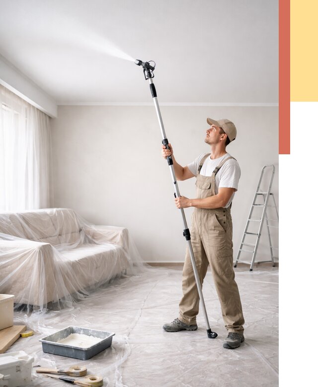 Покраска потолка краскопультом в Лысьве от 4616 руб. быстро и недорого | ОТДЕЛОЧНИК-Лсь