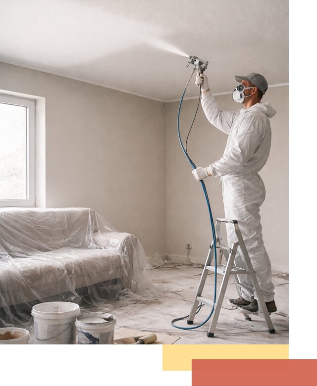 Покраска потолка краскопультом в Лысьве быстро и качественно