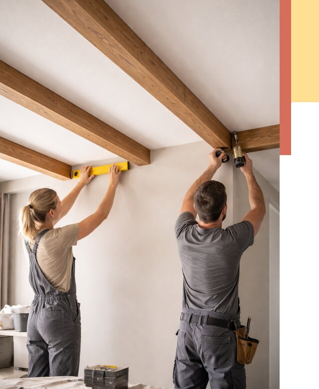 Монтаж декоративных балок на потолок в Лысьве от 4308 руб. — ОТДЕЛОЧНИК-Лсь