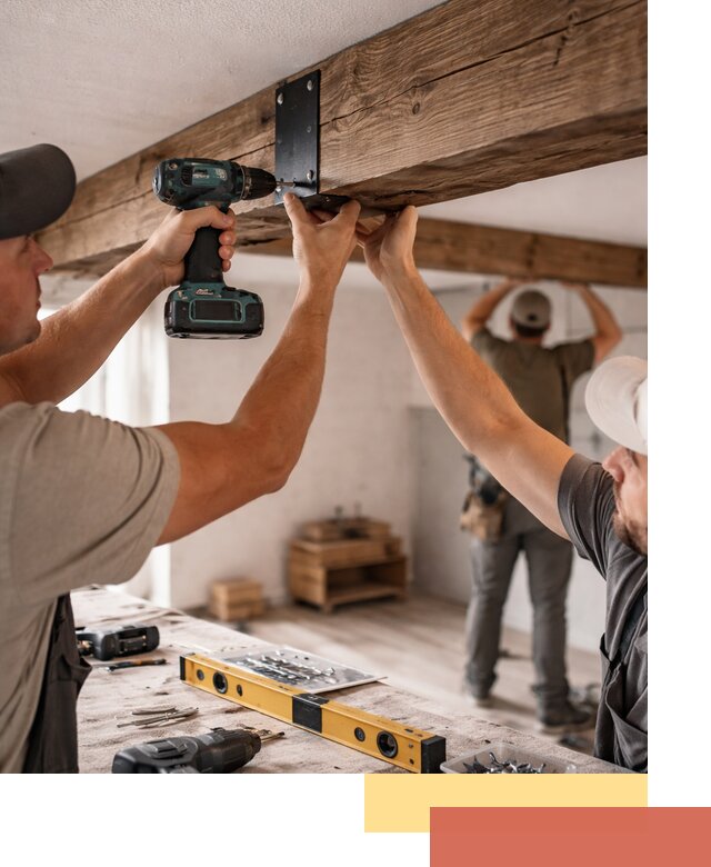 Монтаж декоративных потолочных балок в Лысьве